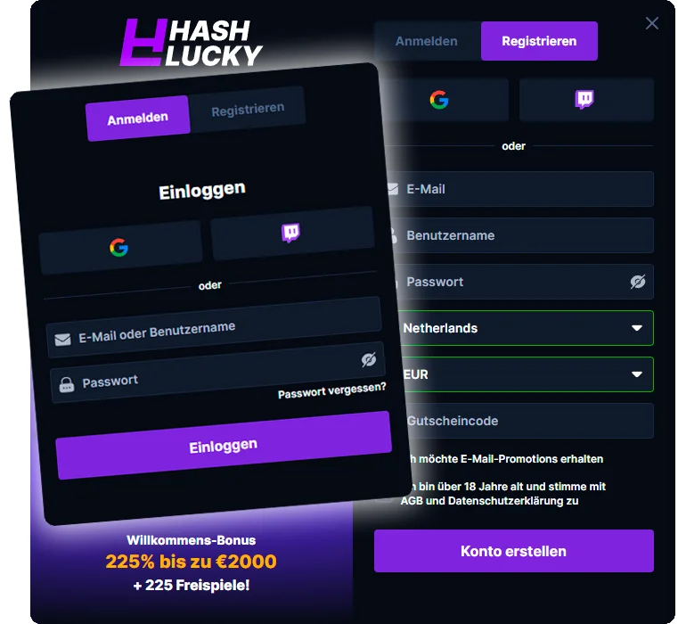 Hashlucky Anmelden